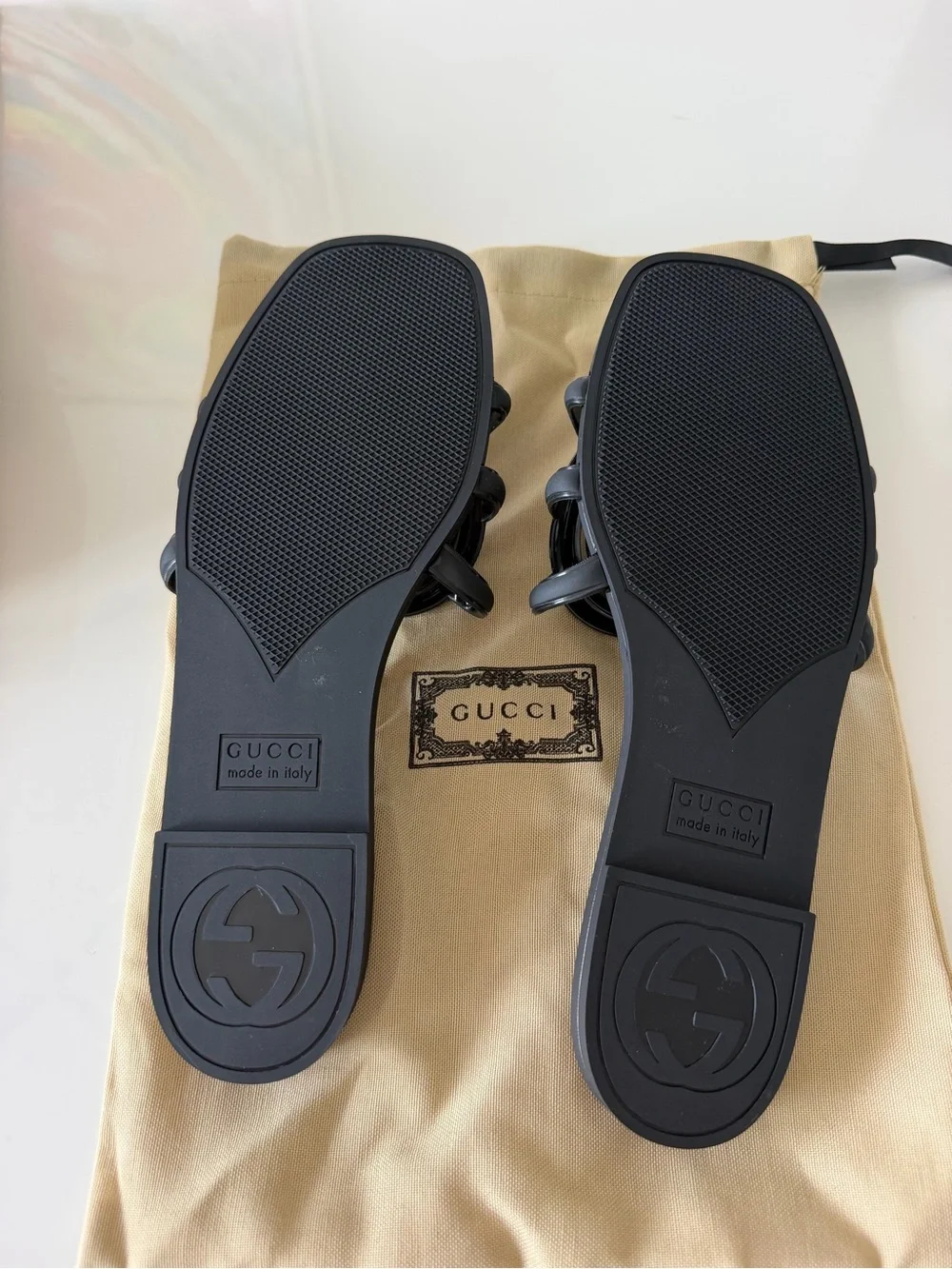 Gucci Black Interlocking GG Slide Sandals